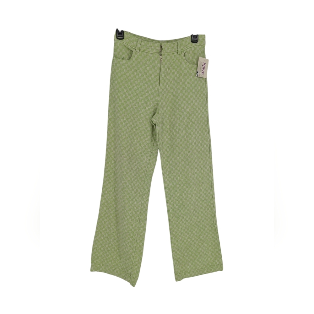 19946 Zara Checkered Plaid Straight Leg Pant Green White size XS punk retro